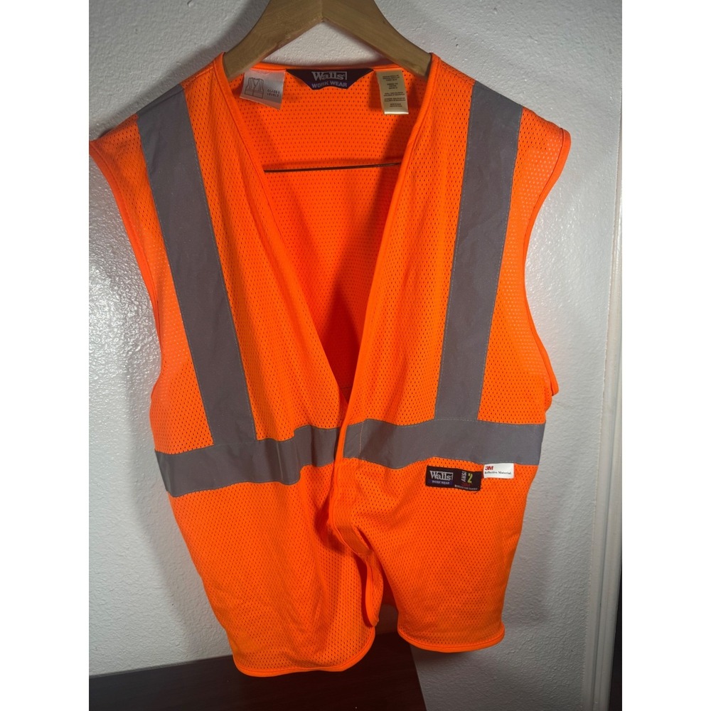 Walls‎ Work Wear Safety Vest Class 2 Orange Mesh Reflective 3M Material Size M